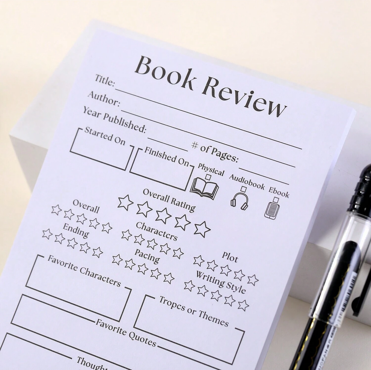 Classic Book Review Sticky Note Pad