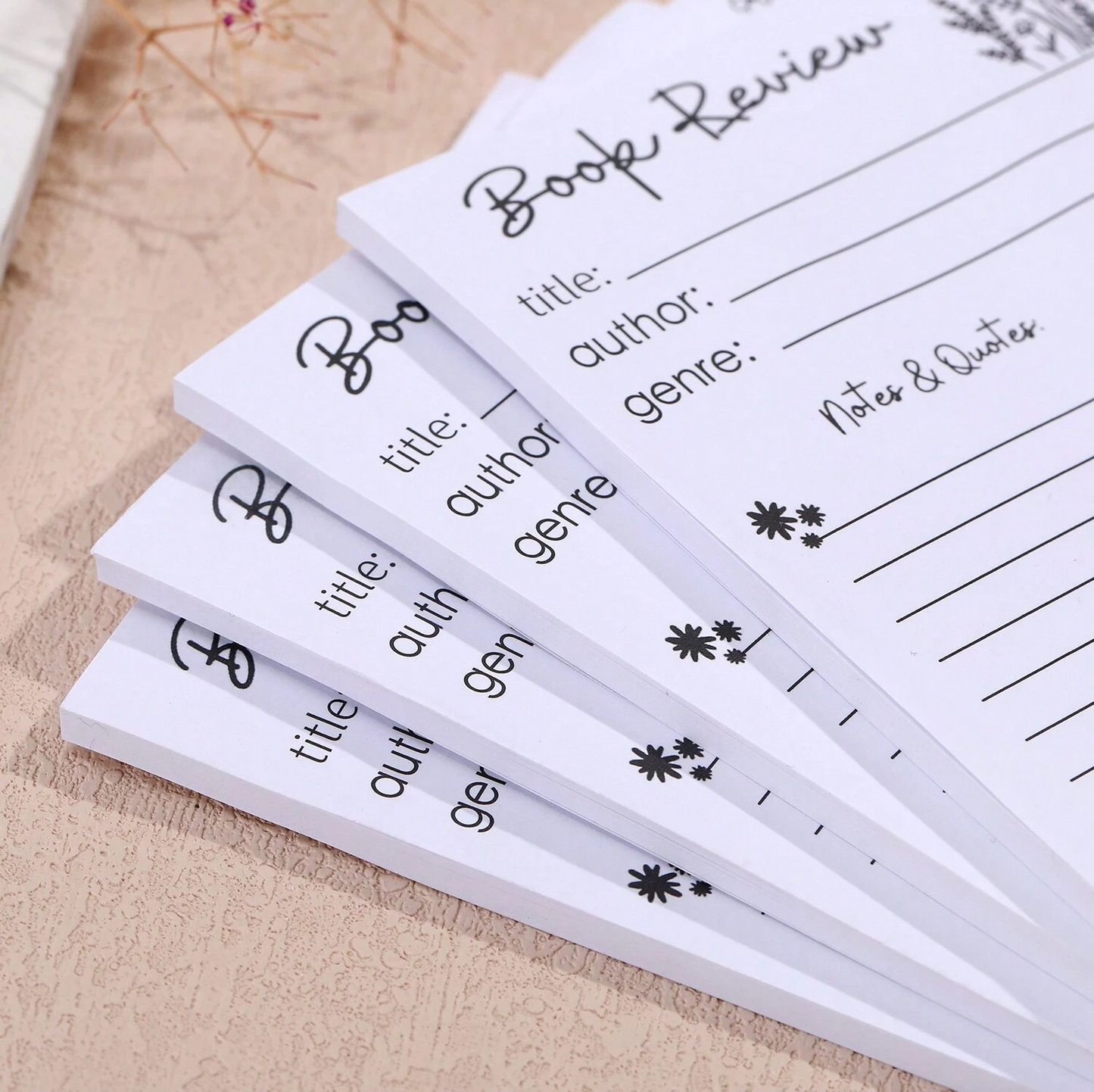 Floral Book Review Sticky Note Pad