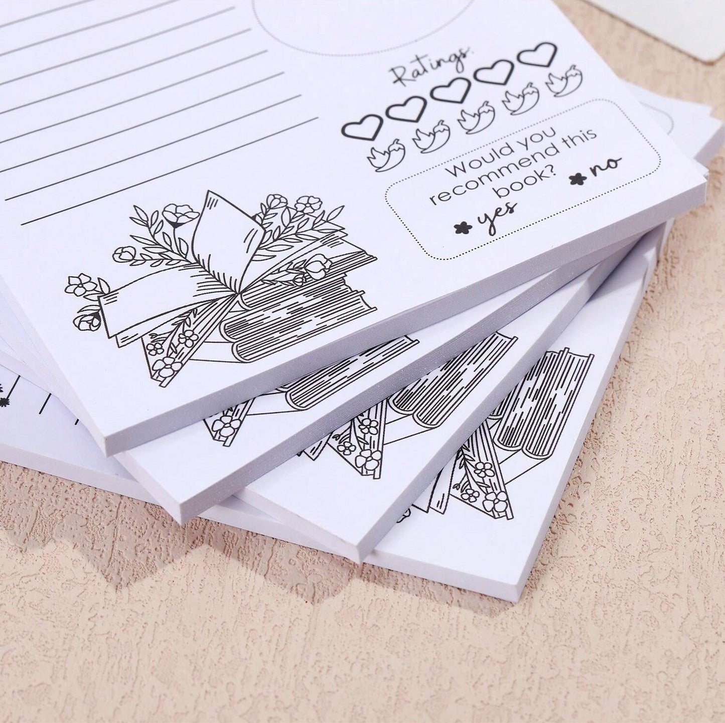 Floral Book Review Sticky Note Pad