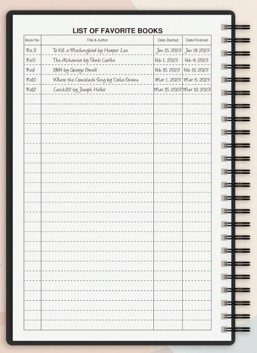 52 Book Reading Journal