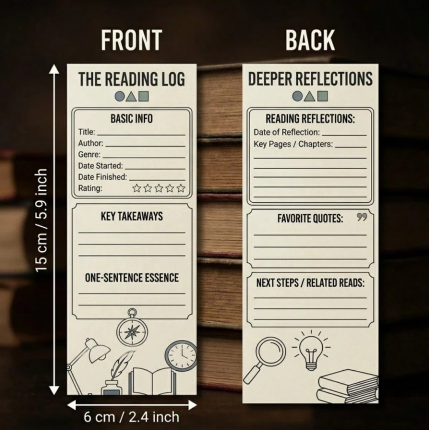 Noir Double Sided Book Review Bookmark
