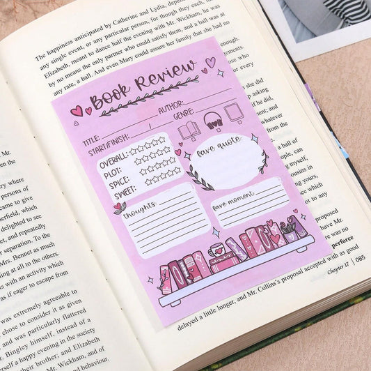 Pink Book Review Sticky Note Pad