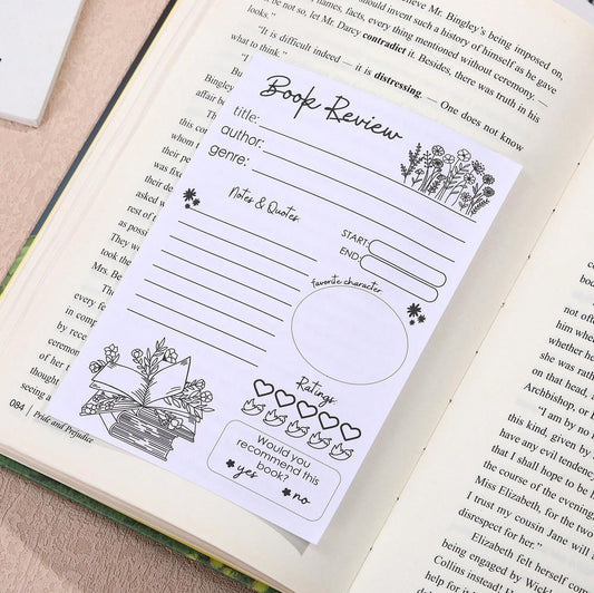 Floral Book Review Sticky Note Pad