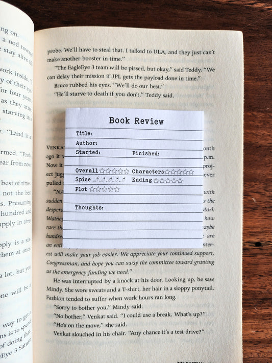 Mini Book Review Sticky Note Pad - Typewriter