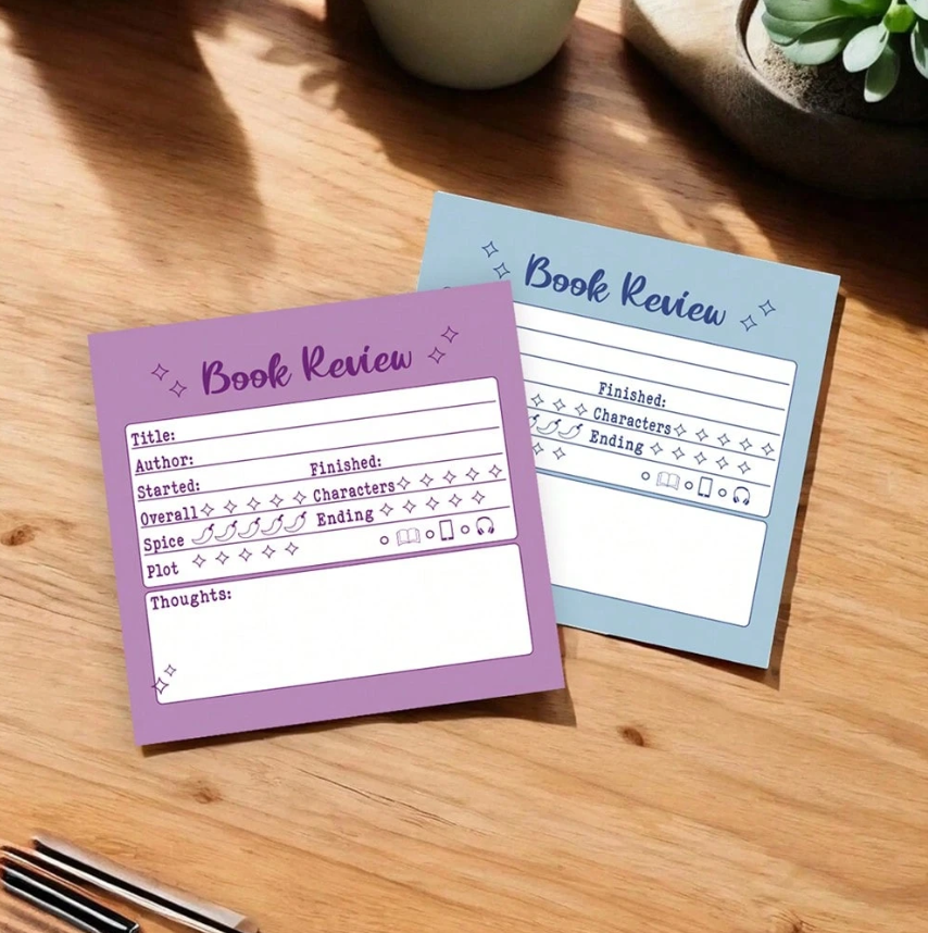 Mini Book Review Sticky Note Pad - Cursive