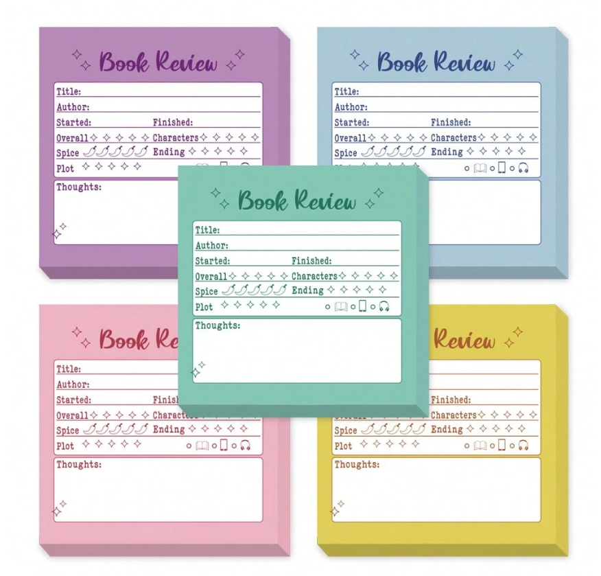 Mini Book Review Sticky Note Pad - Cursive