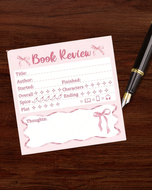 Mini Book Review Sticky Note Pad - Pink Ribbons